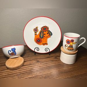 Vintage Bareuther Waldsassen Bavaria Germany folk art 3 piece set